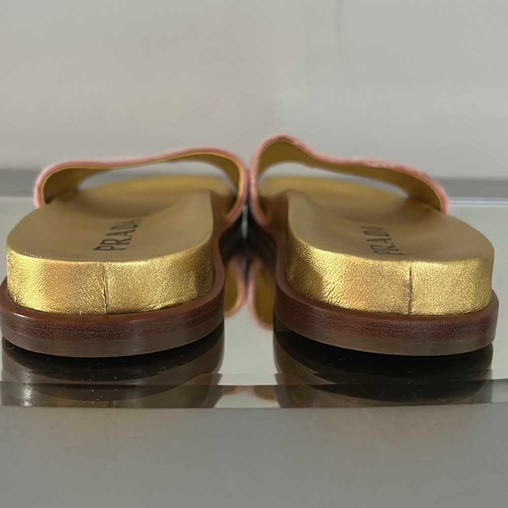 PRADA Gold & Pink Velvet Slides Size 6 (EU 36) Women’s - Picture 5 of 17